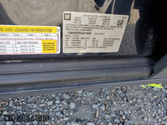 2016 Chevrolet Traverse LT with VIN 1GNKRGKDXGJ314029, listed as a Copart auction lot 52977355 with 141,922 mi miles and Salvage title. Bid and sale history available at DreamBid. Image 13.