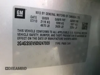 2013 Buick Regal Turbo Premium 1 with VIN 2G4GS5EV9D9247809, listed as a Copart auction lot 44277815 with 71,517 mi miles and Clean Title. Bid and sale history available at DreamBid. Image 12.