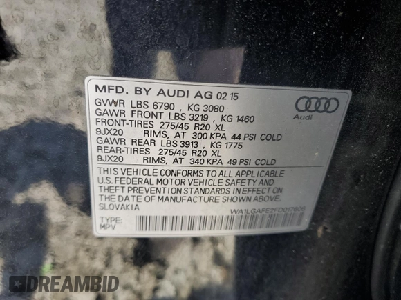 2015 Audi Q7 Premium Plus z VIN WA1LGAFE2FD017606, wystawiony jako Copart lot #54393905 z przebiegiem 203 023 mil mil oraz Czysty tytuł • Clean title. Historia ofert i sprzedaży dostępna na DreamBid. Obrazek 14.