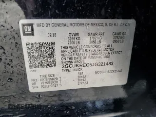 2018 Chevrolet Silverado 1500 LT with VIN 3GCUKREC5JG321483, listed as a Copart auction lot 46935335 with 130,860 mi miles and Salvage Title. Bid and sale history available at carsss.com. Image 13.
