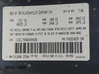 2006 Chrysler Sebring GTC с VIN 1C3EL75R66N204038, выставлен на аукционе Copart как лот 59335865 с пробегом 124 614 миль миль и Списание • Salvage title. История ставок и продаж доступна на DreamBid. Изображение 13.