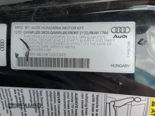 2008 Audi TT 2.0T with VIN TRUAF38J581032343, listed as a Copart auction lot 84797274 with 187,654 mi miles and Salvage Title. Bid and sale history available at carsss.com. Image 14.