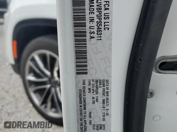 2023 Jeep Wagoneer Series II with VIN 1C4SJVBP0PS546311, listed as a Copart auction lot 55163665 with 23,576 mi miles and Salvage title. Bid and sale history available at DreamBid. Image 13.