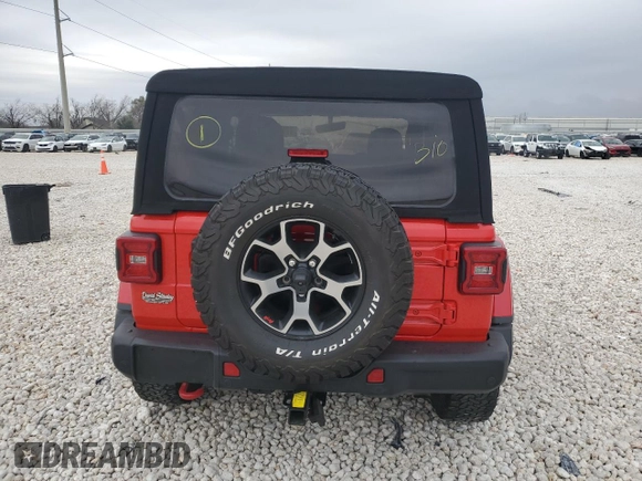 2018 Jeep Wrangler Rubicon with VIN 1C4HJXCG9JW255648, listed as a Copart auction lot 87134384 with Not provided miles and Salvage title. Bid and sale history available at DreamBid. Image 6.