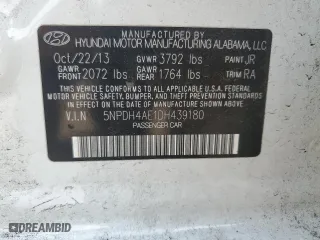2013 Hyundai Elantra GLS with VIN 5NPDH4AE1DH439180, listed as a Copart auction lot 52771275 with 147,902 mi miles and Salvage Title. Bid and sale history available at carsss.com. Image 13.