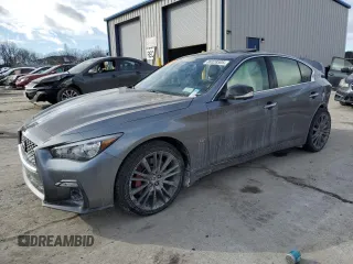 2018 Infiniti Q50 RED SPORT 400 with VIN JN1FV7AR2JM481755, listed as a Copart auction lot 88328505 with 0 mi miles and Salvage Title. Bid and sale history available at carsss.com. Image 1.