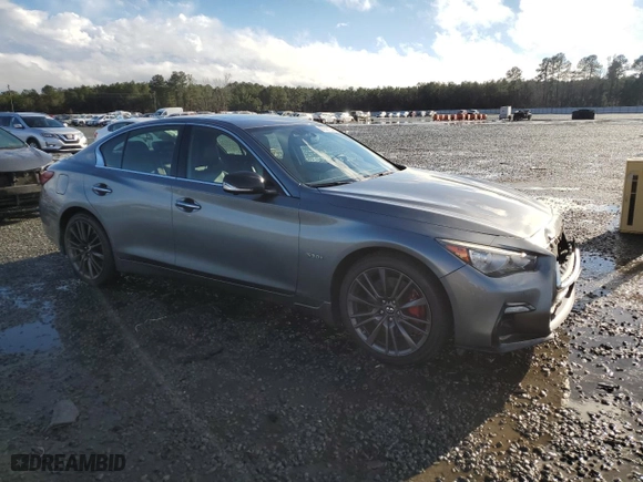 2018 Infiniti Q50 RED SPORT 400 with VIN JN1FV7AR2JM480802, listed as a Copart auction lot 87331034 with 99,332 mi miles and Salvage Title. Bid and sale history available at carsss.com. Image 4.