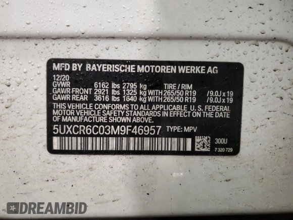 2021 BMW X5 xDrive40i with VIN 5UXCR6C03M9F46957, listed as a Copart auction lot 46236825 with 74,317 mi miles and Salvage Title. Bid and sale history available at carsss.com. Image 14.