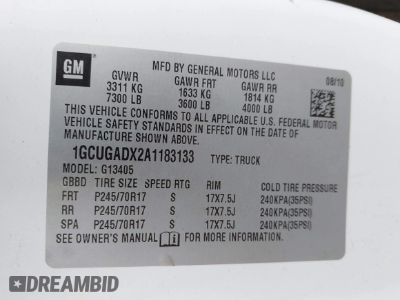 2010 Chevrolet Express Cargo Van with VIN 1GCUGADX2A1183133, listed as a IAAI auction lot 41718680 with 261,237 mi miles. Bid and sale history available at carsss.com. Image 9.