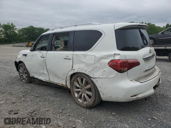 2012 Infiniti QX56 7-passenger with VIN JN8AZ2NFXC9515756, listed as a Copart auction lot 57978785 with Not provided miles and Salvage title. Bid and sale history available at DreamBid. Image 2.