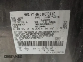 2019 Ford Edge SEL with VIN 2FMPK4J95KBB73037, listed as a IAAI auction lot 41833325 with 72,367 mi miles. Bid and sale history available at carsss.com. Image 9.