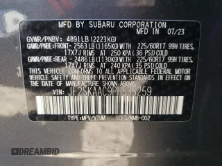 2023 Subaru Forester with VIN JF2SKAAC9PH535259, listed as a Copart auction lot 74135343 with 602 mi miles and Salvage title. Bid and sale history available at DreamBid. Image 14.