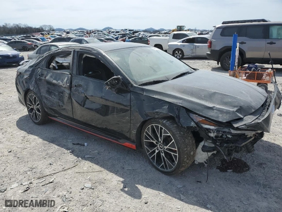 2023 Hyundai Elantra N with VIN KMHLW4AK9PU014867, listed as a Copart auction lot 49674295 with 46,886 mi miles and Salvage Title. Bid and sale history available at carsss.com. Image 4.