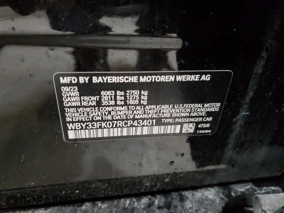 2024 BMW i5 eDrive40 z VIN WBY33FK07RCP43401, wystawiony jako Copart lot #79097314 z przebiegiem 19 914 mil mil oraz Szkoda całkowita • Salvage title. Historia ofert i sprzedaży dostępna na DreamBid. Obrazek 12.