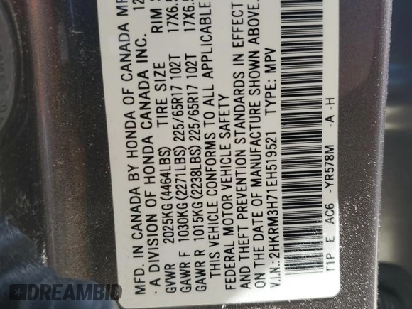 2014 Honda CR-V EX-L with VIN 2HKRM3H71EH519521, listed as a Copart auction lot 51939095 with 141,605 mi miles and Salvage Title. Bid and sale history available at carsss.com. Image 14.