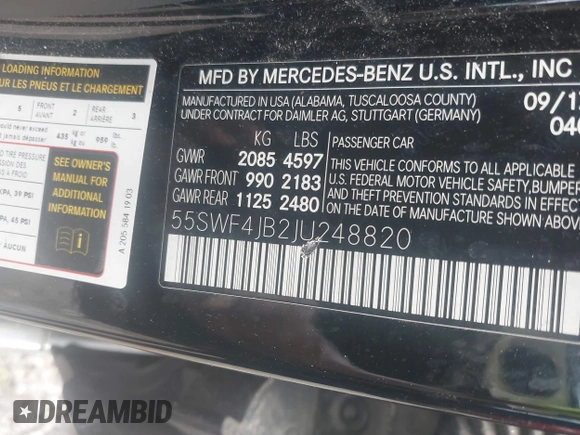 2018 Mercedes-Benz C 300 с VIN 55SWF4JB2JU248820, выставлен на аукционе IAAI как лот 42538805 с пробегом 148 140 миль миль и . История ставок и продаж доступна на DreamBid. Изображение 9.
