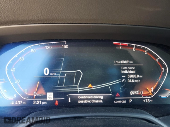 2020 BMW X7 xDrive40i with VIN 5UXCW2C07L9B38798, listed as a Copart auction lot 46423935 with 68,461 mi miles and Salvage Title. Bid and sale history available at carsss.com. Image 9.