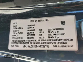 2022 Tesla Model 3 Long Range with VIN 5YJ3E1EB4NF289195, listed as a Copart auction lot 53142465 with 96,302 mi miles and Clean Title. Bid and sale history available at carsss.com. Image 12.