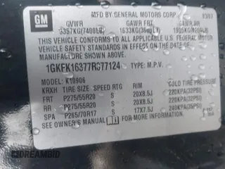 2007 GMC Yukon XL SLT with VIN 1GKFK16377R377124, listed as a IAAI auction lot 41808174 with 217,584 mi miles. Bid and sale history available at carsss.com. Image 9.