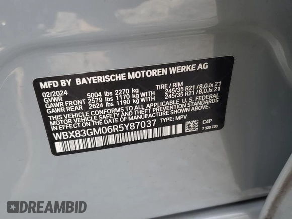 2024 BMW X2 M35i with VIN WBX83GM06R5Y87037, listed as a Copart auction lot 76191604 with 18,856 mi miles and Salvage Title. Bid and sale history available at carsss.com. Image 15.