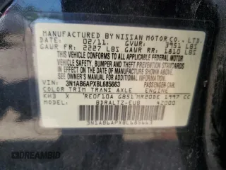 2011 Nissan Sentra SR with VIN 3N1AB6APXBL685663, listed as a Copart auction lot 52077355 with 217,006 mi miles and Salvage Title. Bid and sale history available at DreamBid. Image 15.