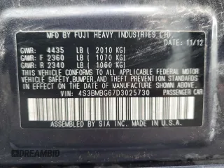 2013 Subaru Legacy Premium z VIN 4S3BMBG67D3025730, wystawiony jako Copart lot #59301895 z przebiegiem 126 657 mil mil oraz Szkoda całkowita • Salvage title. Historia ofert i sprzedaży dostępna na DreamBid. Obrazek 12.