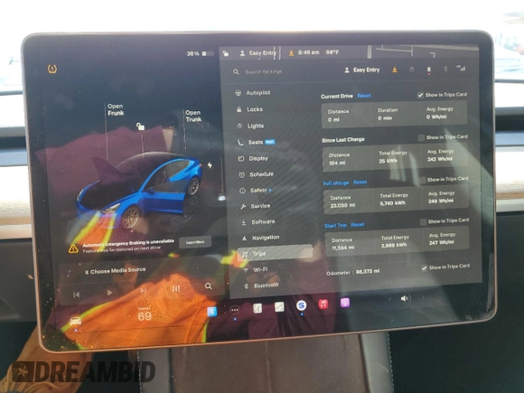 2022 Tesla Model 3 with VIN 5YJ3E1EA9NF288499, listed as a Copart auction lot 52202955 with 86,372 mi miles and Clean Title. Bid and sale history available at DreamBid. Image 9.