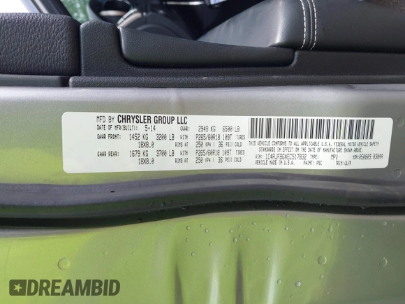 2014 Jeep Grand Cherokee Limited with VIN 1C4RJFBGXEC517832, listed as a IAAI auction lot 42583697 with 107,719 mi miles and . Bid and sale history available at DreamBid. Image 9.