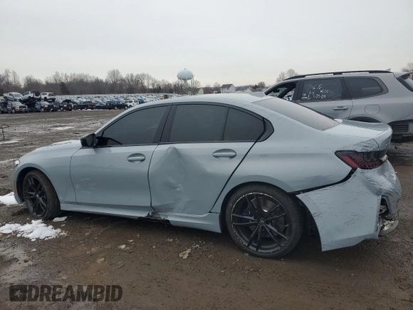 2024 BMW 3 Series M340i xDrive with VIN 3MW49FF0XR8E53835, listed as a Copart auction lot 43255935 with 2,569 mi miles and Salvage Title. Bid and sale history available at carsss.com. Image 2.