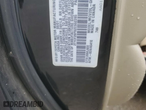 2002 Toyota Solara SE with VIN 2T1CF28P82C552265, listed as a Copart auction lot 79763224 with Not Provided miles and Clean Title. Bid and sale history available at DreamBid. Image 12.