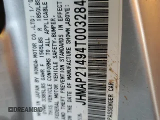 2004 Honda S2000 z VIN JHMAP21494T003284, wystawiony jako Copart lot #85004764 z przebiegiem 153 976 mil mil oraz Szkoda całkowita • Salvage title. Historia ofert i sprzedaży dostępna na DreamBid. Obrazek 14.