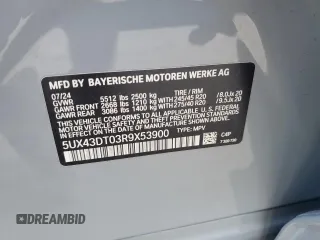 2024 BMW X4 M40i z VIN 5UX43DT03R9X53900, wystawiony jako Copart lot #87204324 z przebiegiem 8 410 mil mil oraz Szkoda całkowita • Salvage title. Historia ofert i sprzedaży dostępna na DreamBid. Obrazek 13.