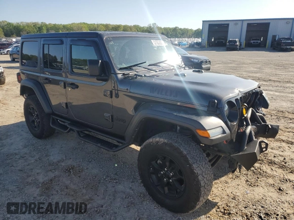 2022 Jeep Wrangler Unlimited Willys with VIN 1C4HJXDG1NW102069, listed as a Copart auction lot 52353995 with 33,328 mi miles and Salvage Title. Bid and sale history available at DreamBid. Image 4.