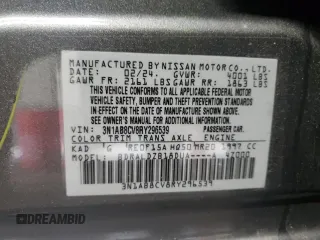 2024 Nissan Sentra SV z VIN 3N1AB8CV8RY296539, wystawiony jako Copart lot #58311745 z przebiegiem 24 230 mil mil oraz Nie do naprawy • Non repairable. Historia ofert i sprzedaży dostępna na DreamBid. Obrazek 13.