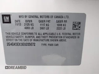 2014 Buick Regal with VIN 2G4GK5EX3E9205672, listed as a IAAI auction lot 42609290 with 54,867 mi miles and . Bid and sale history available at DreamBid. Image 9.