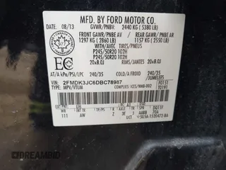 2013 Ford Edge SEL with VIN 2FMDK3JC6DBC78987, listed as a IAAI auction lot 41860911 with 120,745 mi miles. Bid and sale history available at carsss.com. Image 9.