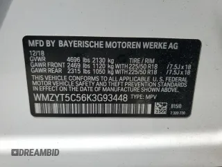 2019 MINI Countryman Cooper S with VIN WMZYT5C56K3G93448, listed as a Copart auction lot 63420534 with 21,440 mi miles and Salvage Title. Bid and sale history available at carsss.com. Image 12.
