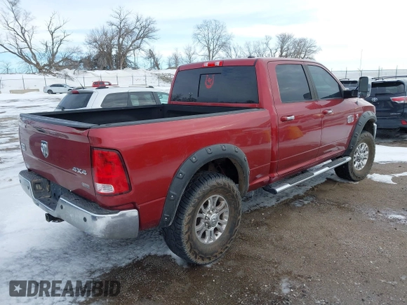 2012 Ram 2500 Laramie Longhorn with VIN 3C6UD5GLXCG236438, listed as a IAAI auction lot 41718933 with 139,564 mi miles. Bid and sale history available at carsss.com. Image 4.