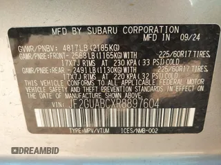 2024 Subaru Crosstrek with VIN JF2GUABCXR8897604, listed as a IAAI auction lot 42456504 with 9,527 mi miles and . Bid and sale history available at DreamBid. Image 9.