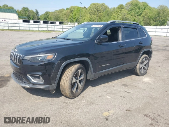 2019 Jeep Cherokee Limited with VIN 1C4PJMDX0KD307268, listed as a Copart auction lot 55044554 with 47,277 mi miles and Salvage Title. Bid and sale history available at carsss.com. Image 1.