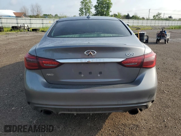 2020 Infiniti Q50 Luxe with VIN JN1EV7AR3LM254928, listed as a Copart auction lot 61452425 with 135,601 mi miles and Salvage title. Bid and sale history available at DreamBid. Image 6.