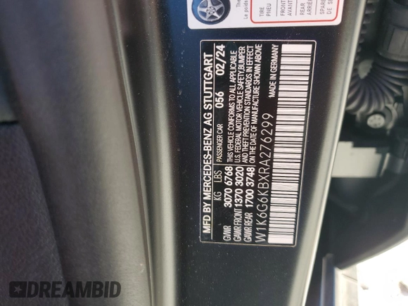 2024 Mercedes-Benz S 580e with VIN W1K6G6KBXRA276299, listed as a Copart auction lot 52619025 with 22,364 mi miles and Salvage Title. Bid and sale history available at DreamBid. Image 14.