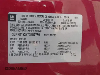 2007 Chevrolet Avalanche LTZ with VIN 3GNFK12327G257739, listed as a IAAI auction lot 42159715 with 224,306 mi miles. Bid and sale history available at carsss.com. Image 9.