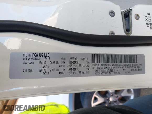2020 Jeep Compass Limited с VIN 3C4NJDCB1LT123515, выставлен на аукционе IAAI как лот 42032057 с пробегом 88 520 миль миль и . История ставок и продаж доступна на DreamBid. Изображение 9.