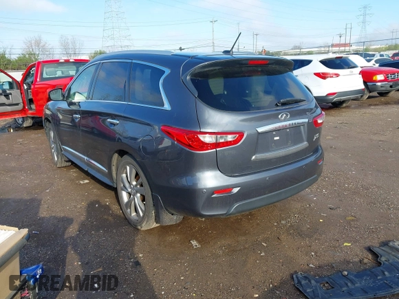 2013 Infiniti JX35 with VIN 5N1AL0MM4DC303338, listed as a IAAI auction lot 41961761 with 170,572 mi miles. Bid and sale history available at carsss.com. Image 3.