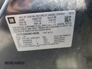 2017 Chevrolet Equinox Premier z VIN 2GNFLGEK5H6145209, wystawiony jako Copart lot #56056105 z przebiegiem Nie podano mil oraz Szkoda całkowita • Salvage title. Historia ofert i sprzedaży dostępna na DreamBid. Obrazek 13.