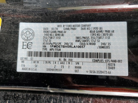 2024 Ford Bronco Big Bend z VIN 1FMDE7BH5RLA10657, wystawiony jako Copart lot #56905105 z przebiegiem 32 537 mil mil oraz Szkoda całkowita • Salvage title. Historia ofert i sprzedaży dostępna na DreamBid. Obrazek 14.
