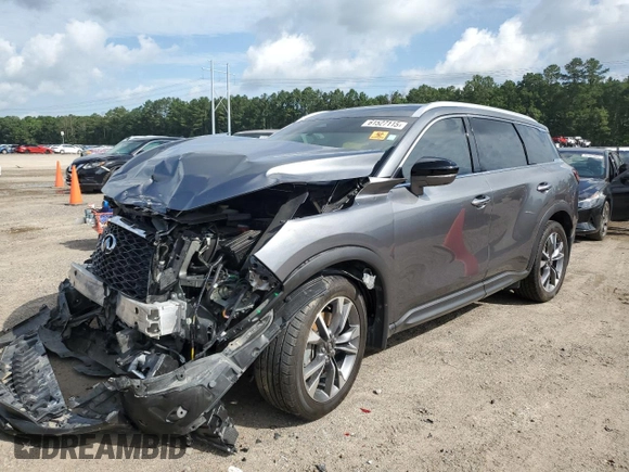 2023 Infiniti QX60 Luxe with VIN 5N1DL1FR2PC357625, listed as a Copart auction lot 61527115 with 50,177 mi miles and Salvage title. Bid and sale history available at DreamBid. Image 1.