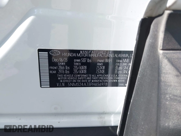2023 Hyundai Santa Fe SEL z VIN 5NMS24AJ3PH656978, wystawiony jako IAAI lot #42172853 z przebiegiem 9 436 mil mil oraz . Historia ofert i sprzedaży dostępna na DreamBid. Obrazek 9.