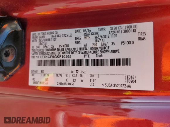 2016 Ford F-150 XL with VIN 1FTEX1CF9GKF10465, listed as a Copart auction lot 76547214 with Not Provided miles and Salvage Title. Bid and sale history available at carsss.com. Image 13.